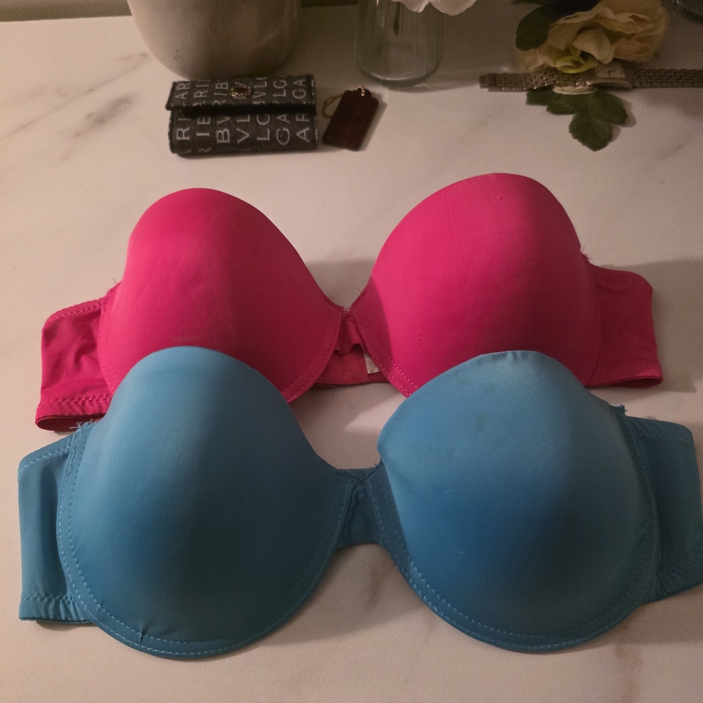 Vibrant Pink and Blue Women's Bra Set